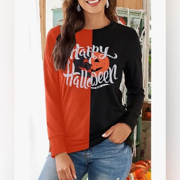 Halloween Women Long Sleeve Top - Picture 1 of 7